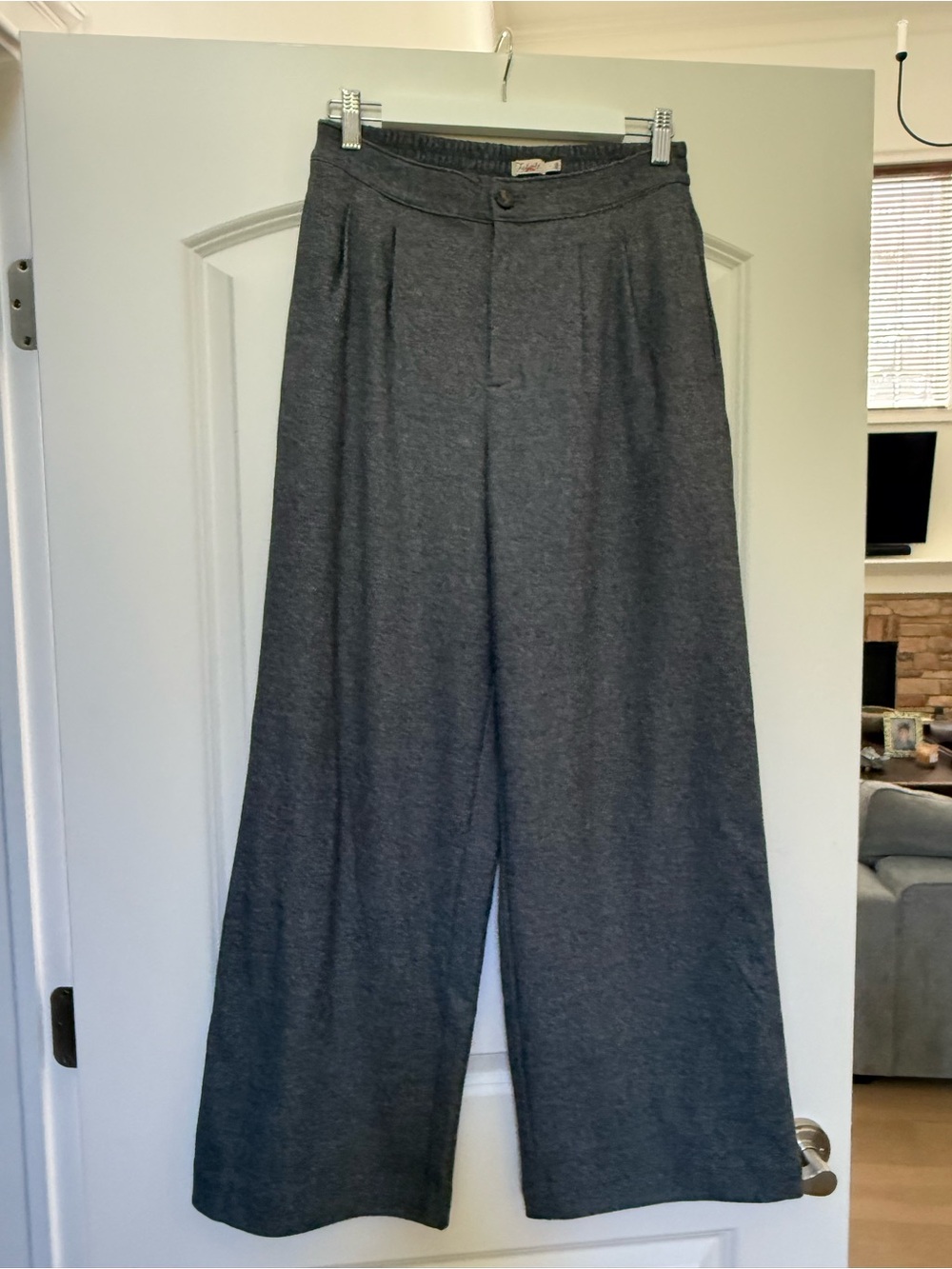 Faherty Dream Flannel Trousers Charcoal Gray Wide Leg Pants Sz 4 - Picture 5 of 10